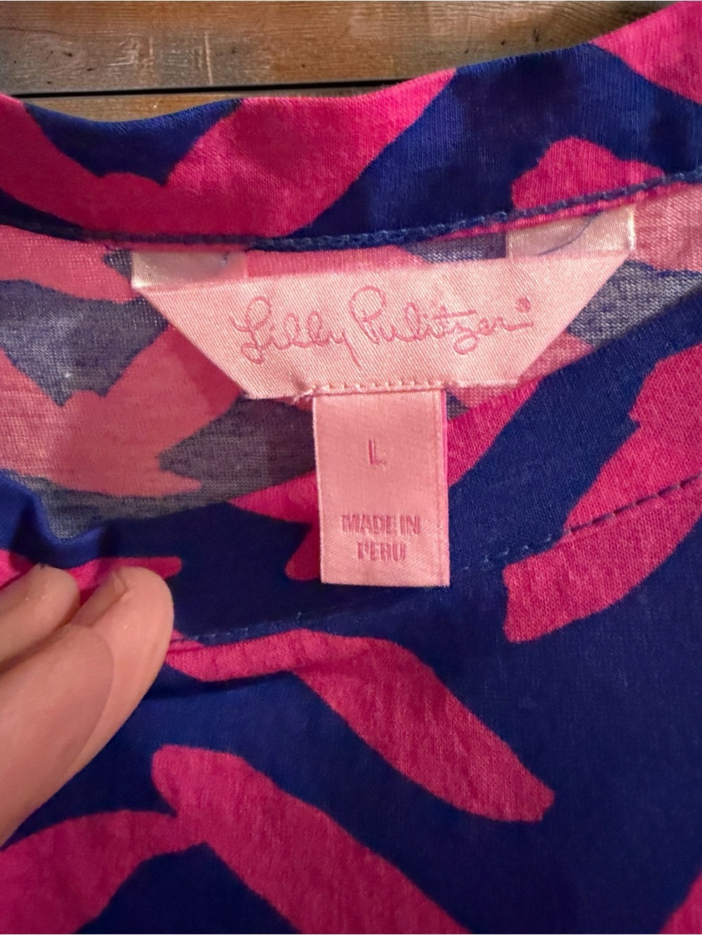 Lilly Pulitzer Chevron Print Shift Dress Pink Navy L - Picture 2 of 7